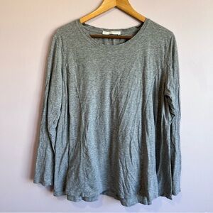 PERUVIAN CONNECTION  Heather Gray Long Sleeve Pima Cotton Swing Tee M/L